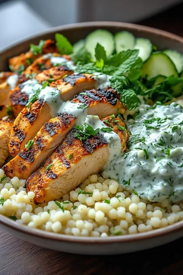 Aromatische Hähnchen-Couscous Bowls mit Tzatziki