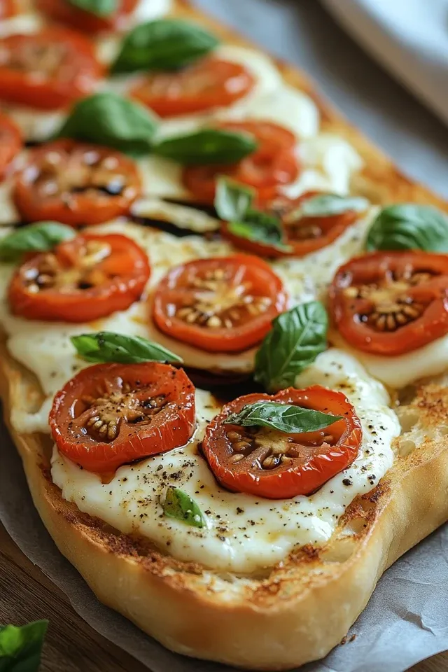 Überbackene Baguettscheiben mit Tomaten und Mozzarella