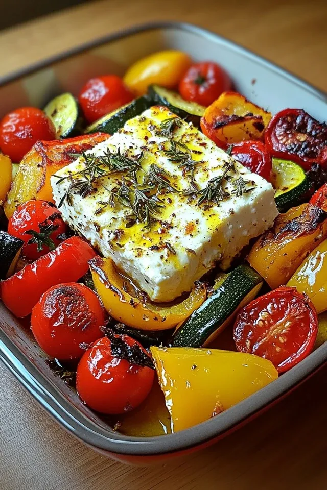 Mediterranes Gemüse mit gebackenem Feta