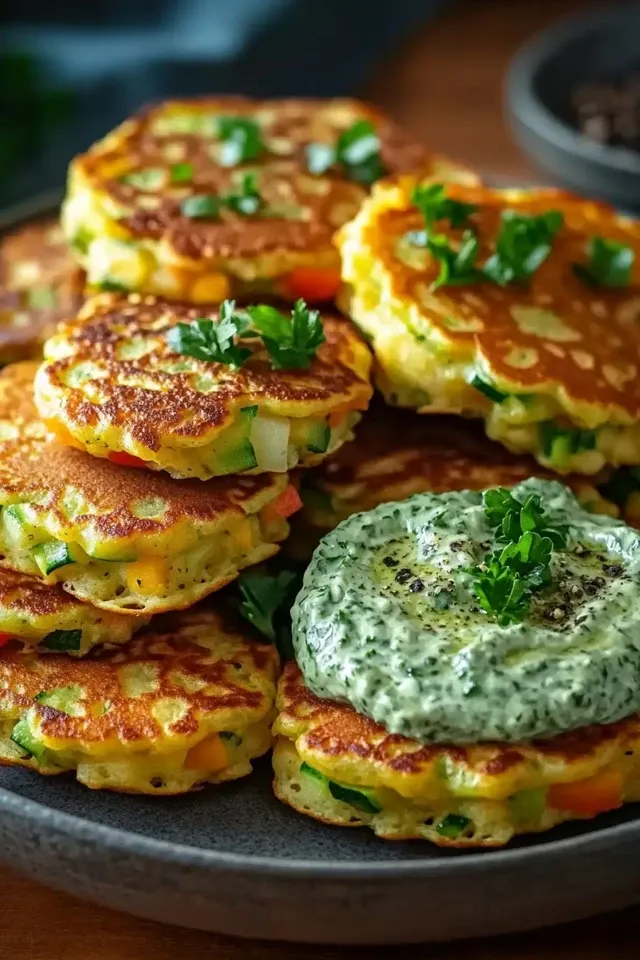 Gemüsepfannkuchen mit Kräuterdip – Ein Genuss für Groß und Klein