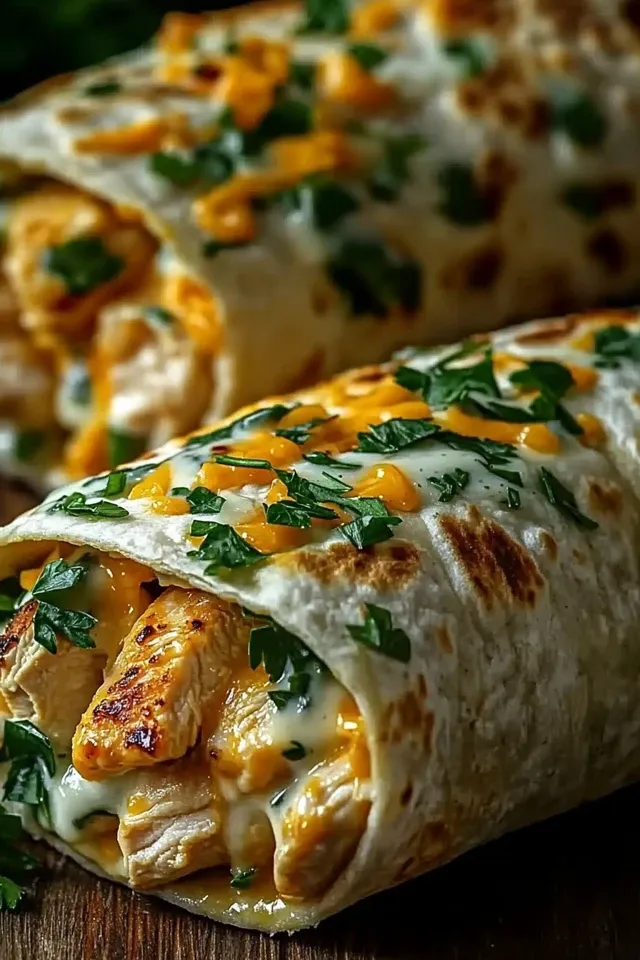 Hähnchen Wraps mit Cheddar Knoblauch Sauce