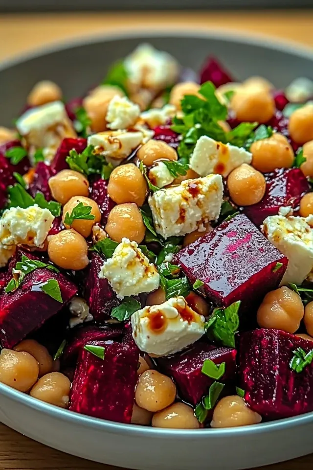 Kichererbsen-Rote Bete Feta Salat – Ein gesundes, einfaches Gericht