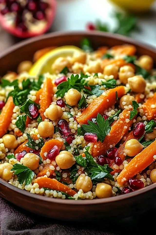 Marokkanischer Kichererbsen-Carrot-Couscous-Salat