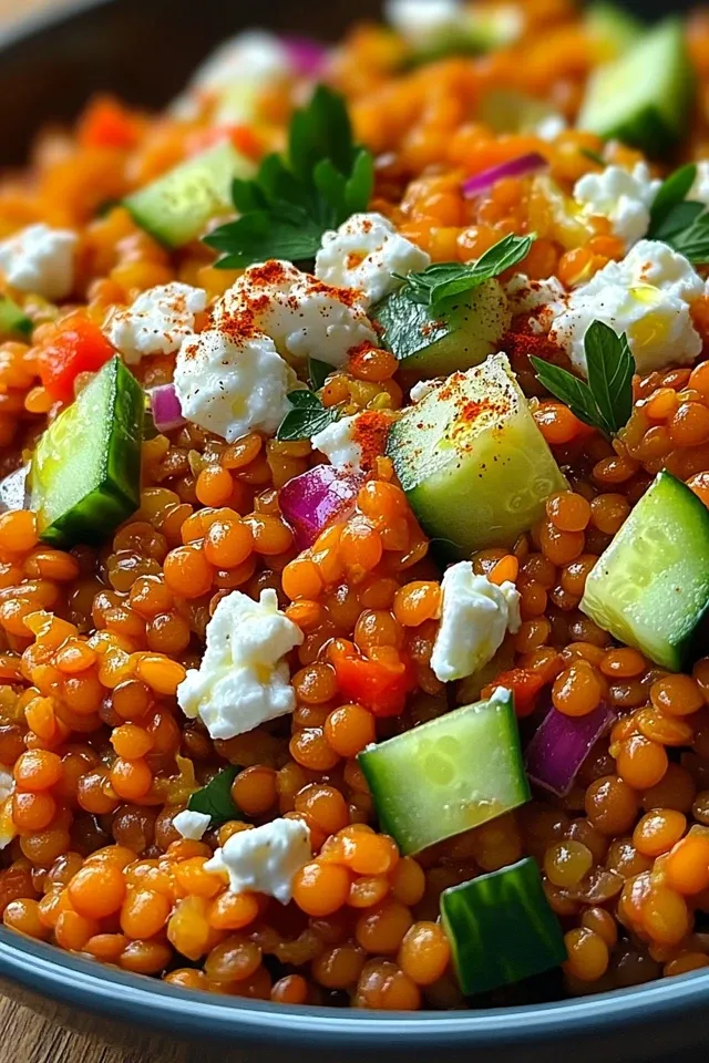 Orientalischer Rote Linsensalat mit Feta – Ein Genuss!