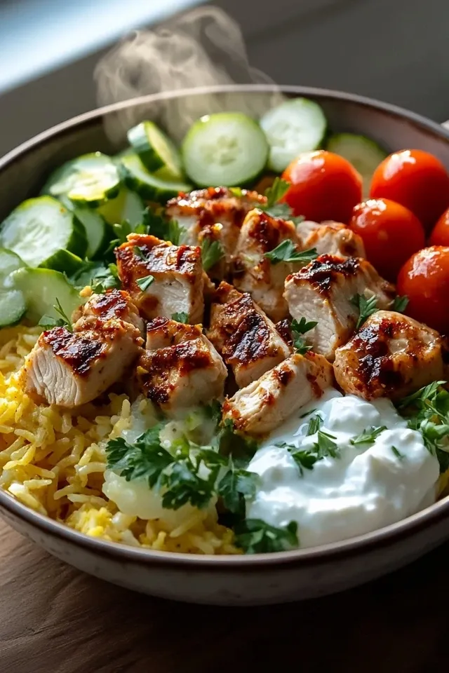 Saftige Mediterrane Hähnchen-Bowl mit Reis – Gesund & Lecker!