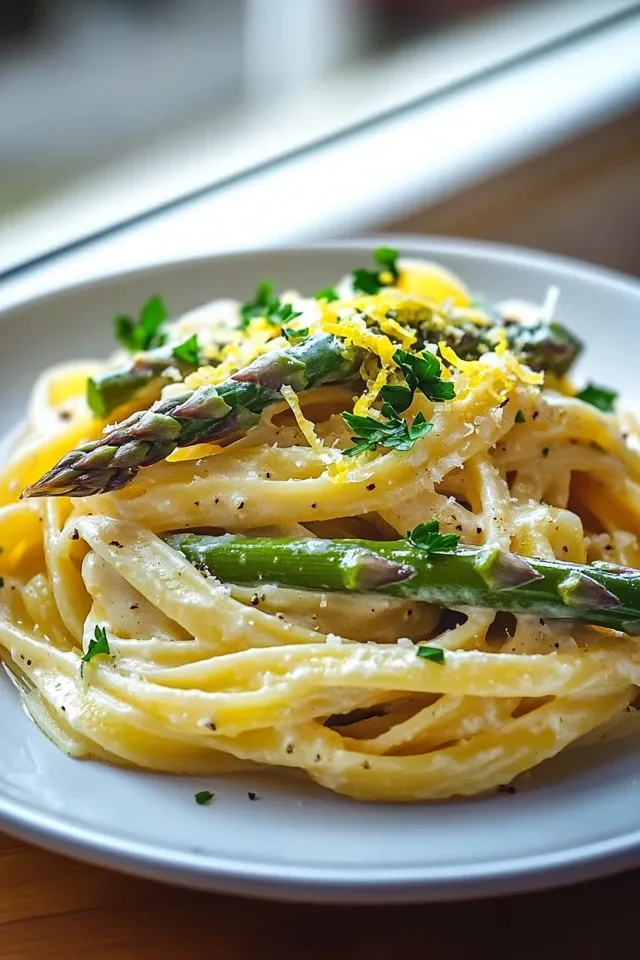 Cremige Spargel Pasta mit alkoholfreier Sauce