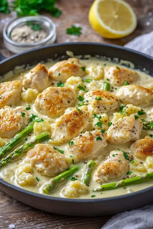 Cremige Spargelpfanne mit Hähnchen – Ein Genuss für jeden Anlass