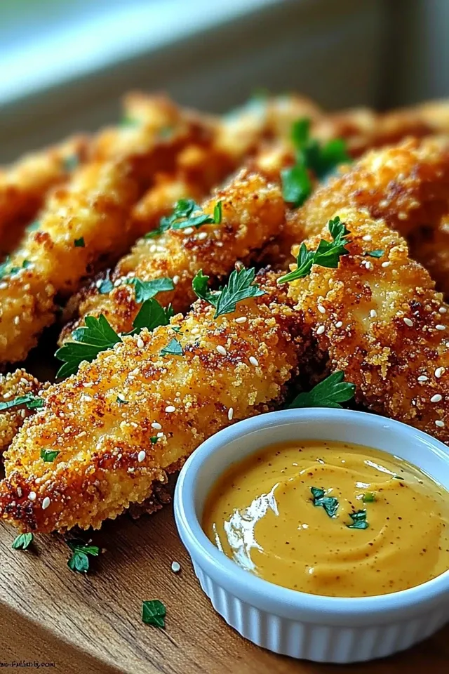 Super krosse Air Fryer Hähnchenstreifen mit Honig-Senf-Sauce