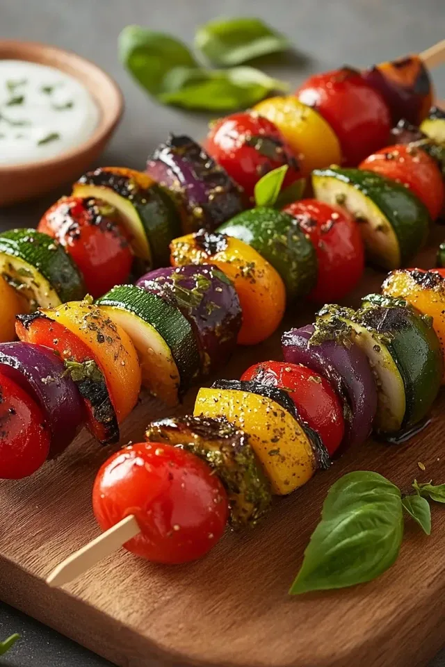 Bunter Grill-Gemüse-Spieß mit mediterraner Kräuter-Marinade