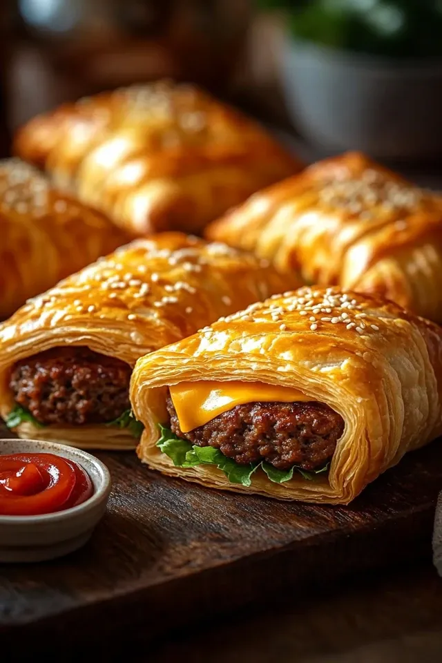 Köstliche Cheeseburger-Blätterteigtaschen für jeden Anlass