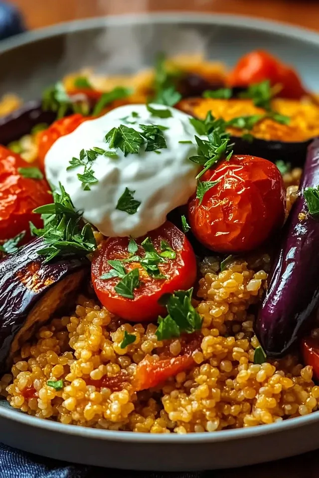 Suchtmacher Bulgur mit Aubergine und Tomaten