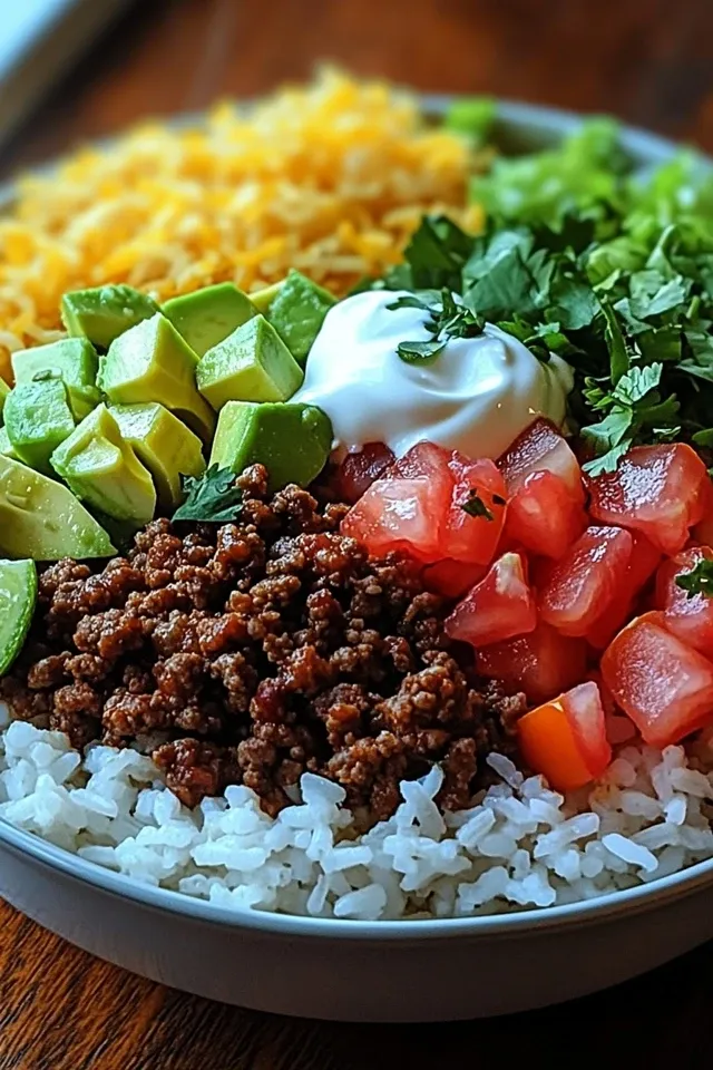 Einfache Taco-Reis-Bowl für ein köstliches Abendessen