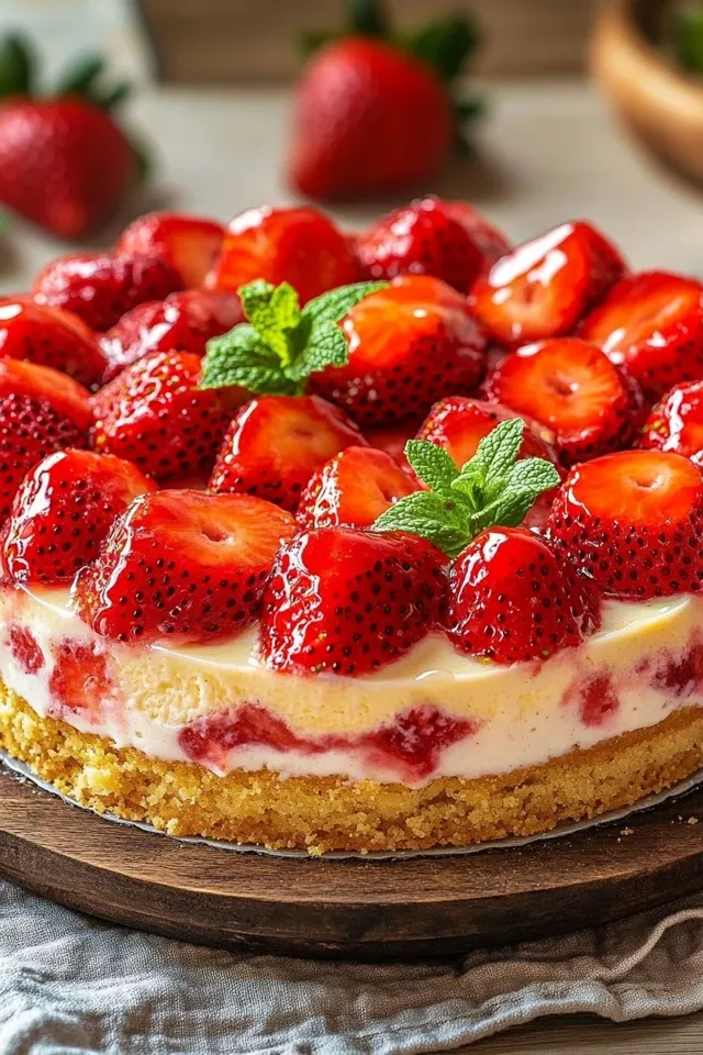 Erdbeerkuchen mit Vanillepudding – fruchtig und cremig