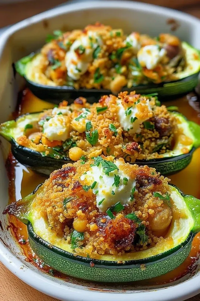 Gefüllte Zucchini mit Couscous und Feta – ein Genuss!