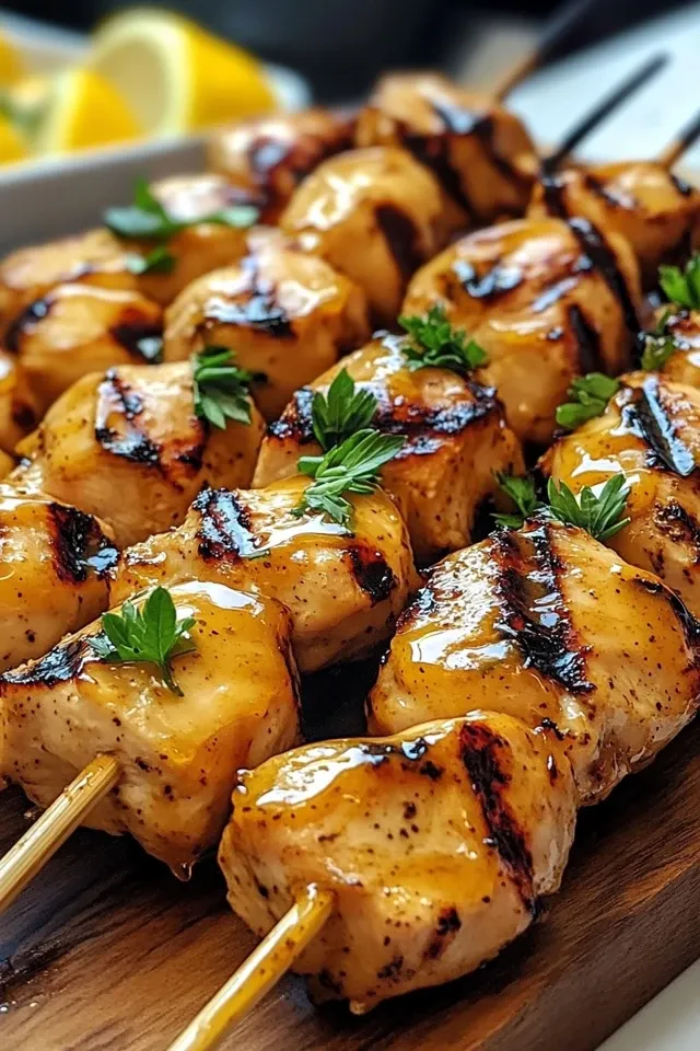 Gegrillte Honig-Senf-Hühnchenspieße – Einfach und lecker