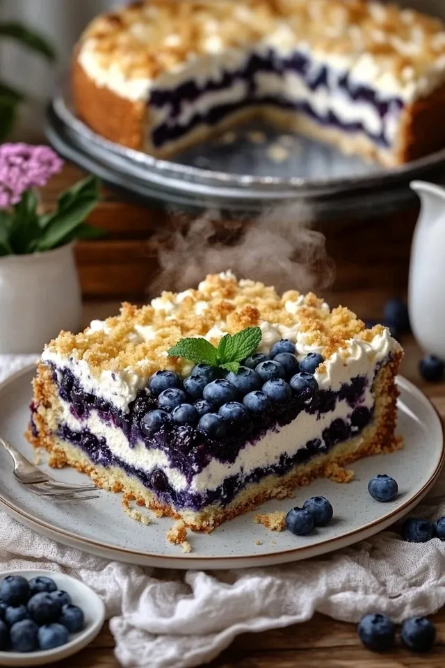 Heidelbeerkuchen mit Creme und Streuseln – Ein Sommertraum