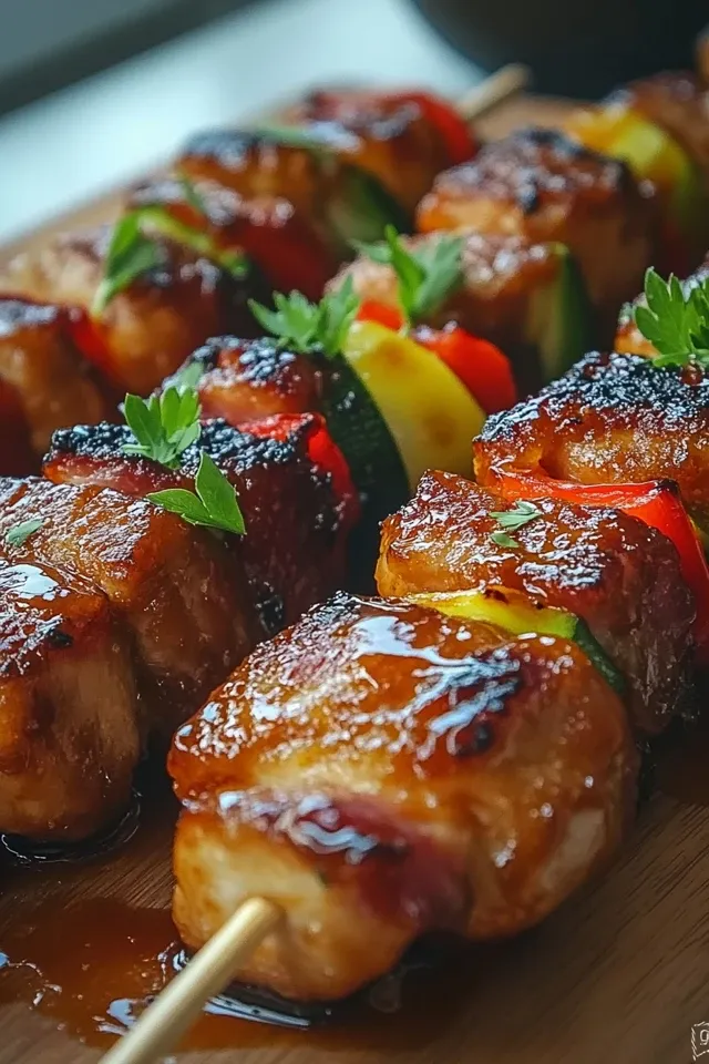 Hühnchen Spieße mit Honig BBQ Beef einfach zubereiten