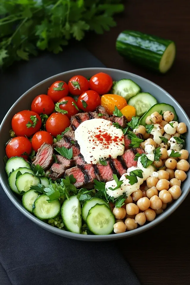 High Protein Bowl mit frischem Joghurt Dressing