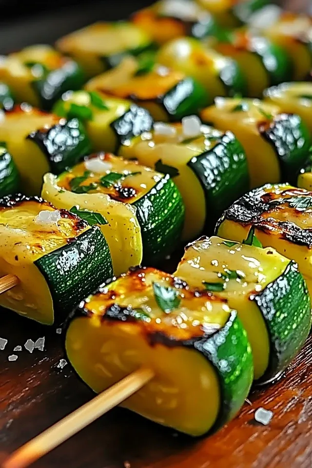 Unwiderstehliche Zucchini Spieße mit Knoblauchbutter