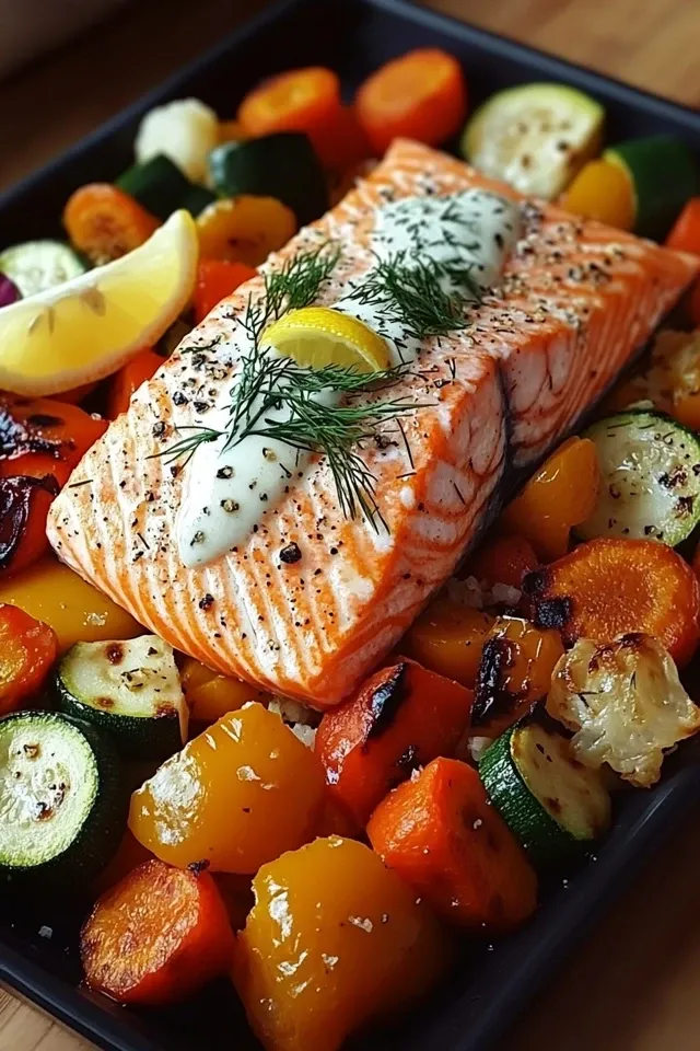 Lachs auf Ofengemüse: Gesund und köstlich