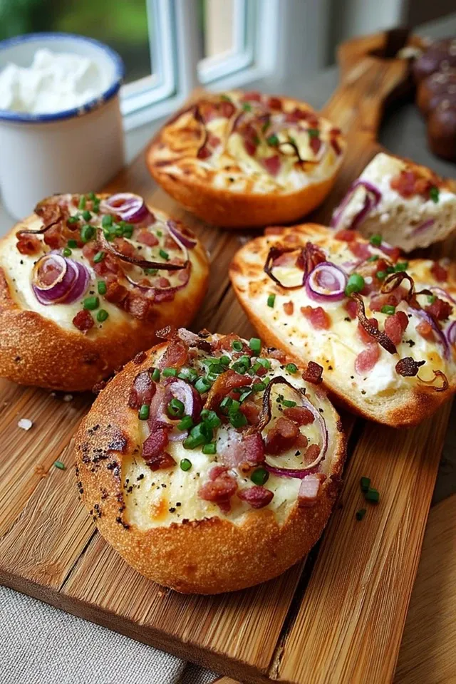 Schnelle Flammkuchen Brötchen aus dem AirFryer