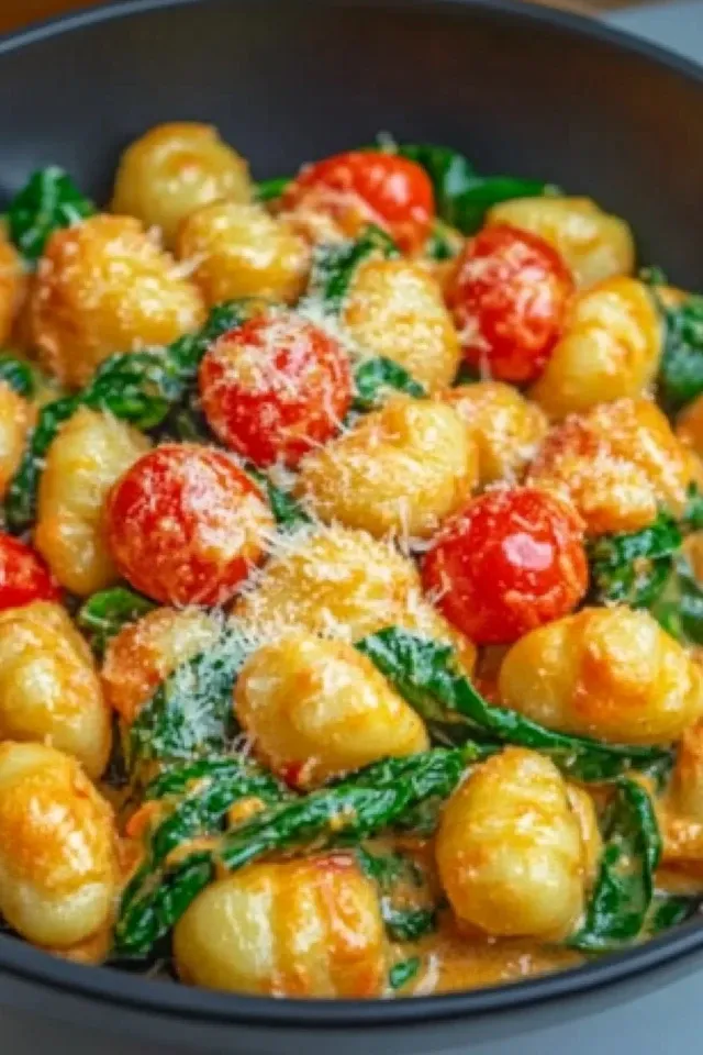 Schnelle Gnocchi-Pfanne mit Tomate & Spinat