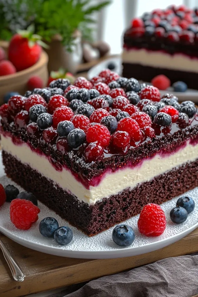 Schoko-Beeren-Blechkuchen – Perfekter saftiger Genuss