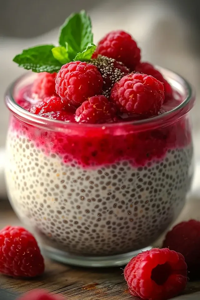 Gesunder Vanille Himbeer Chia Pudding für ein perfektes Frühstück