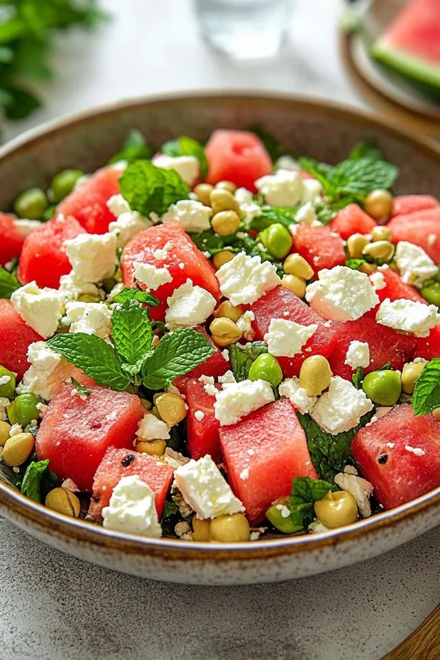 Erfrischender Wassermelonen-Feta-Salat mit Minze