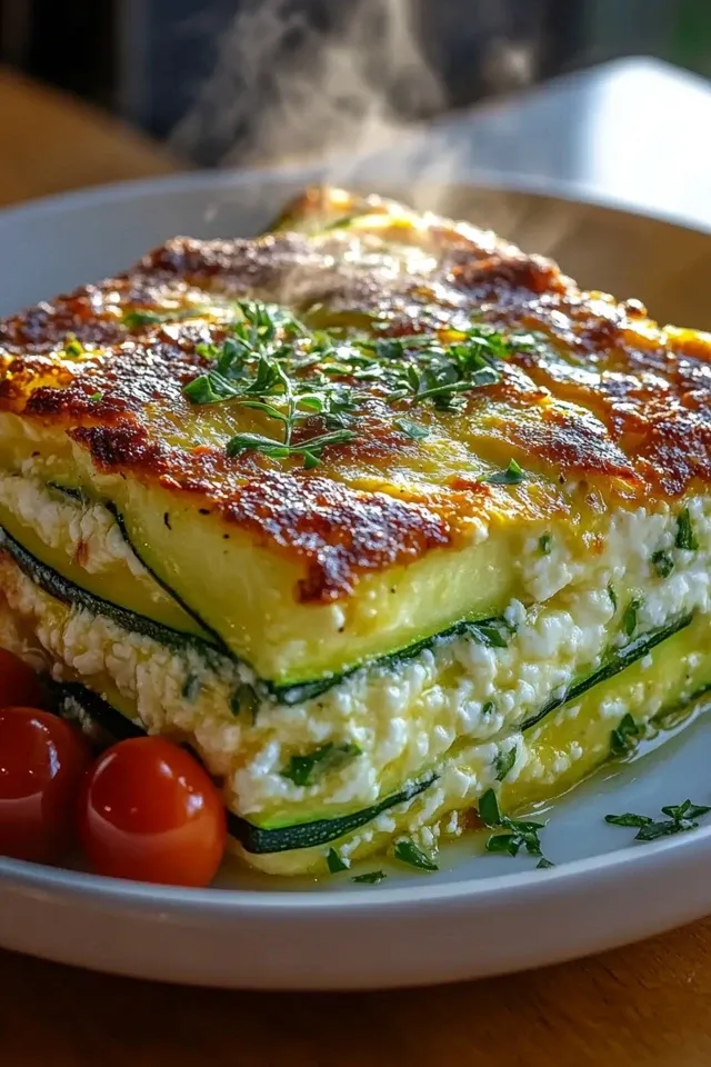 Zucchini und Hüttenkäse Auflauf für ein leckeres Frühstück