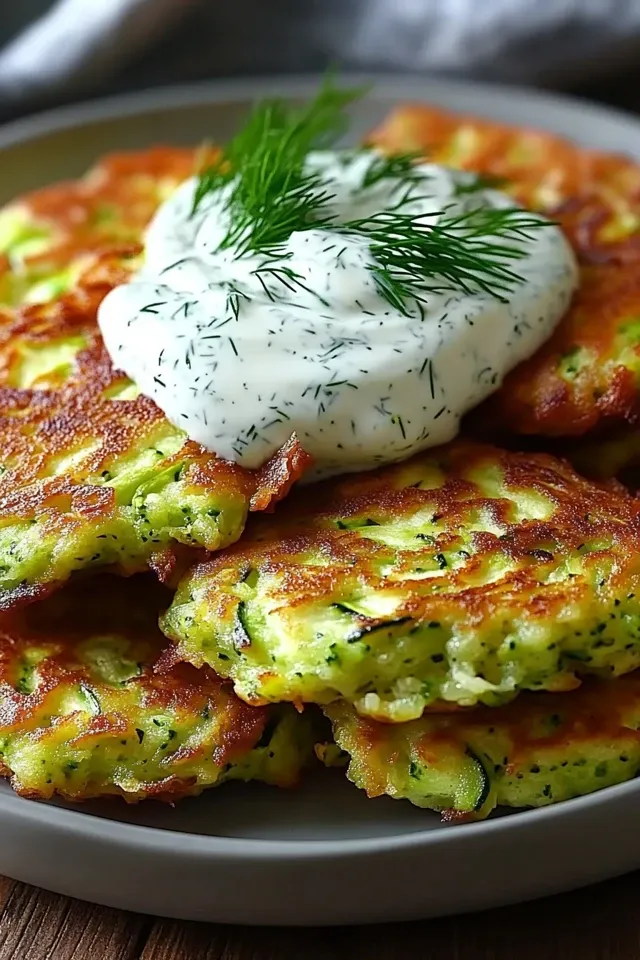 Zucchini-Puffer mit Knoblauch-Dill-Joghurt-Sauce