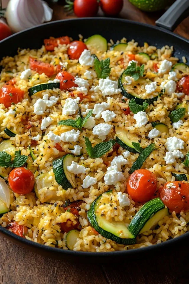Zucchini-Reis-Pfanne mit Feta – Ein schnelles und gesundes Rezept